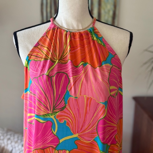 Trina Turk Milan Gingko Halter Floral Maxi Dress Size Large, NWT - Picture 3 of 8